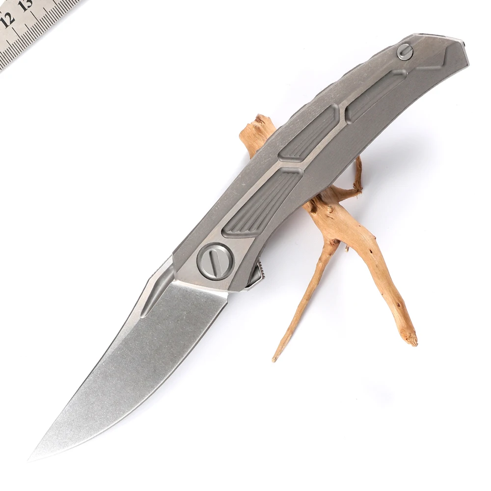 Quantum Folding Knife TC4 Titanium Handle D2 Blade Outdoor Hunting Camping EDC Tool