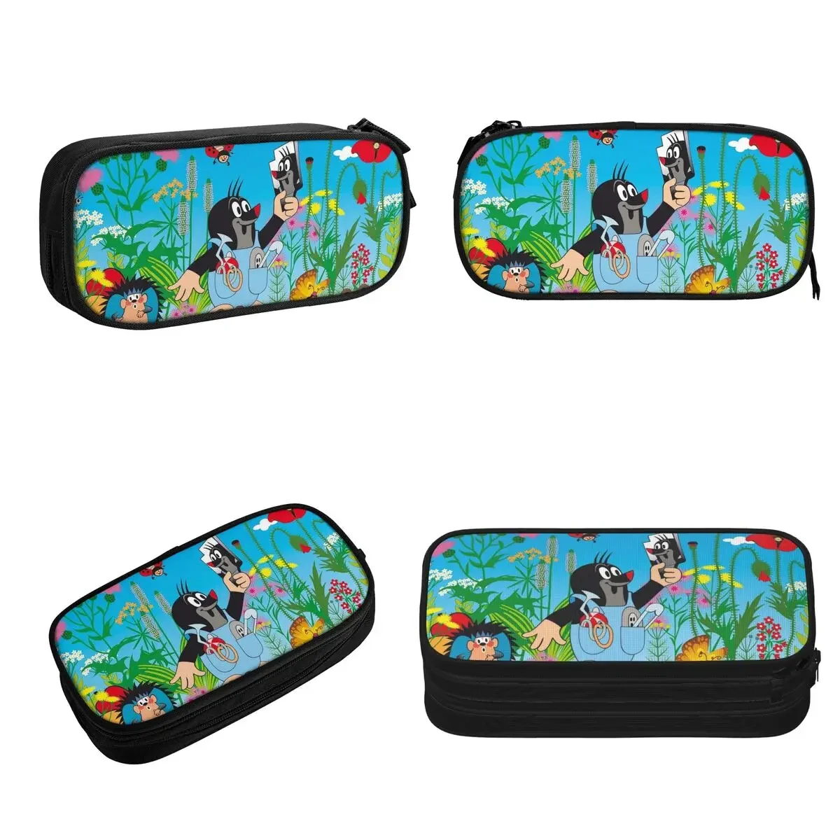 Cute Happy Mole Krtek Pencil Cases Large Storage Pen Bags Pen Box Pencil Pouch For Boys Girls Students Stationery School Office