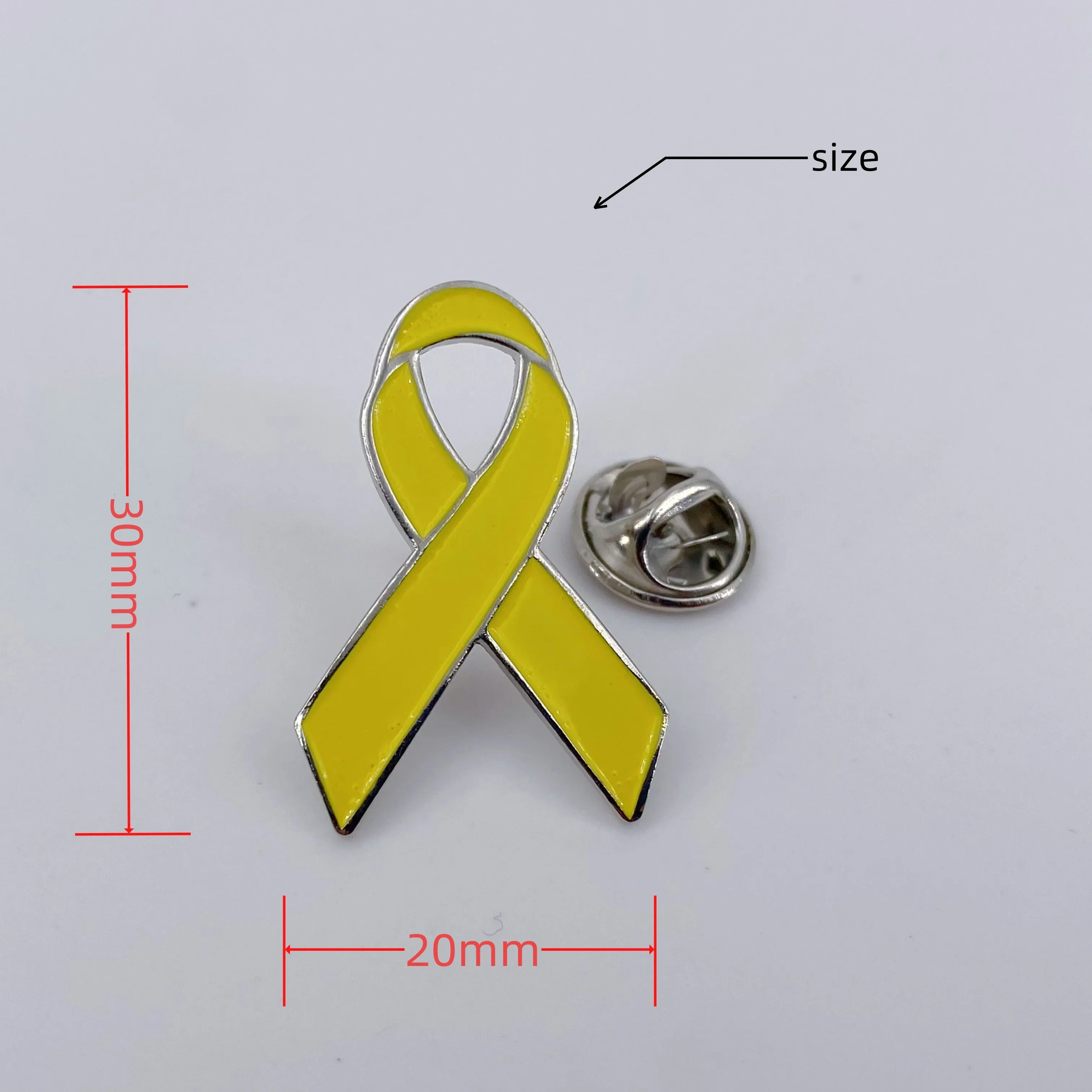 100pcs Middle type Metal Yellow Ribbon Pin Awareness Ribbon Pin Bone Cancer Awareness Support Campaign Charity Donation Event