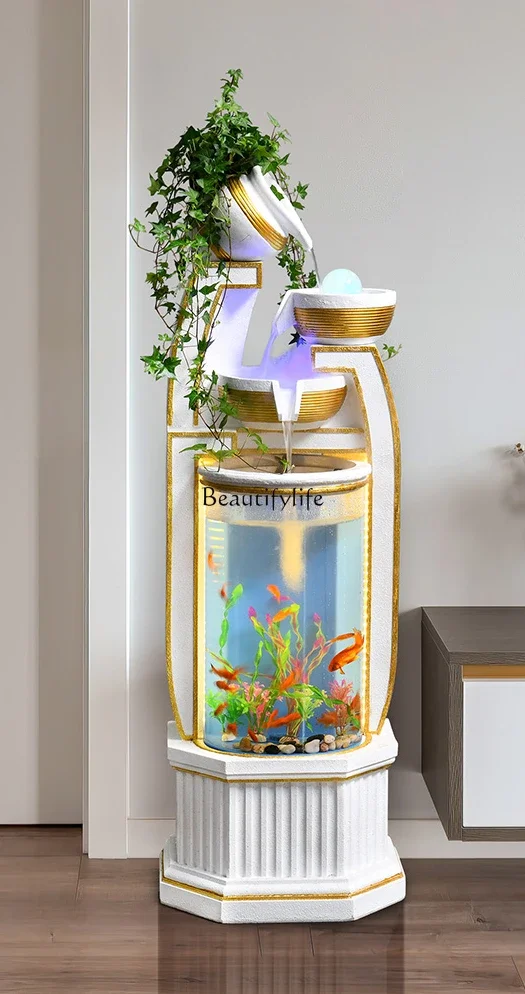 

44Modern Minimalist Flowing Water Ornaments Living Room European-Style round Fish Tank Floor Water Landscape