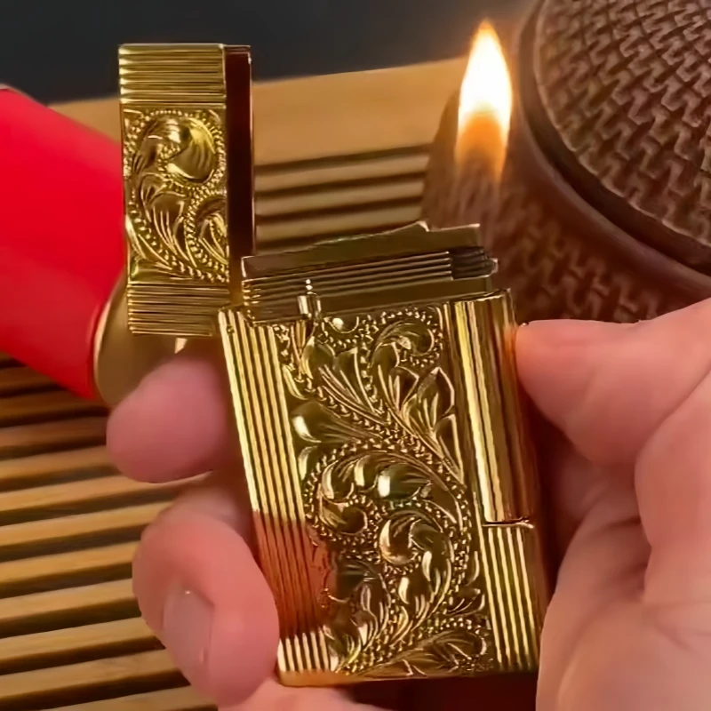 Luxury Grinding Wheel Flame Lighter Inflatable Outdoor Lighter Mini Metal Small Tool Men's Gift Cigarette Accessories