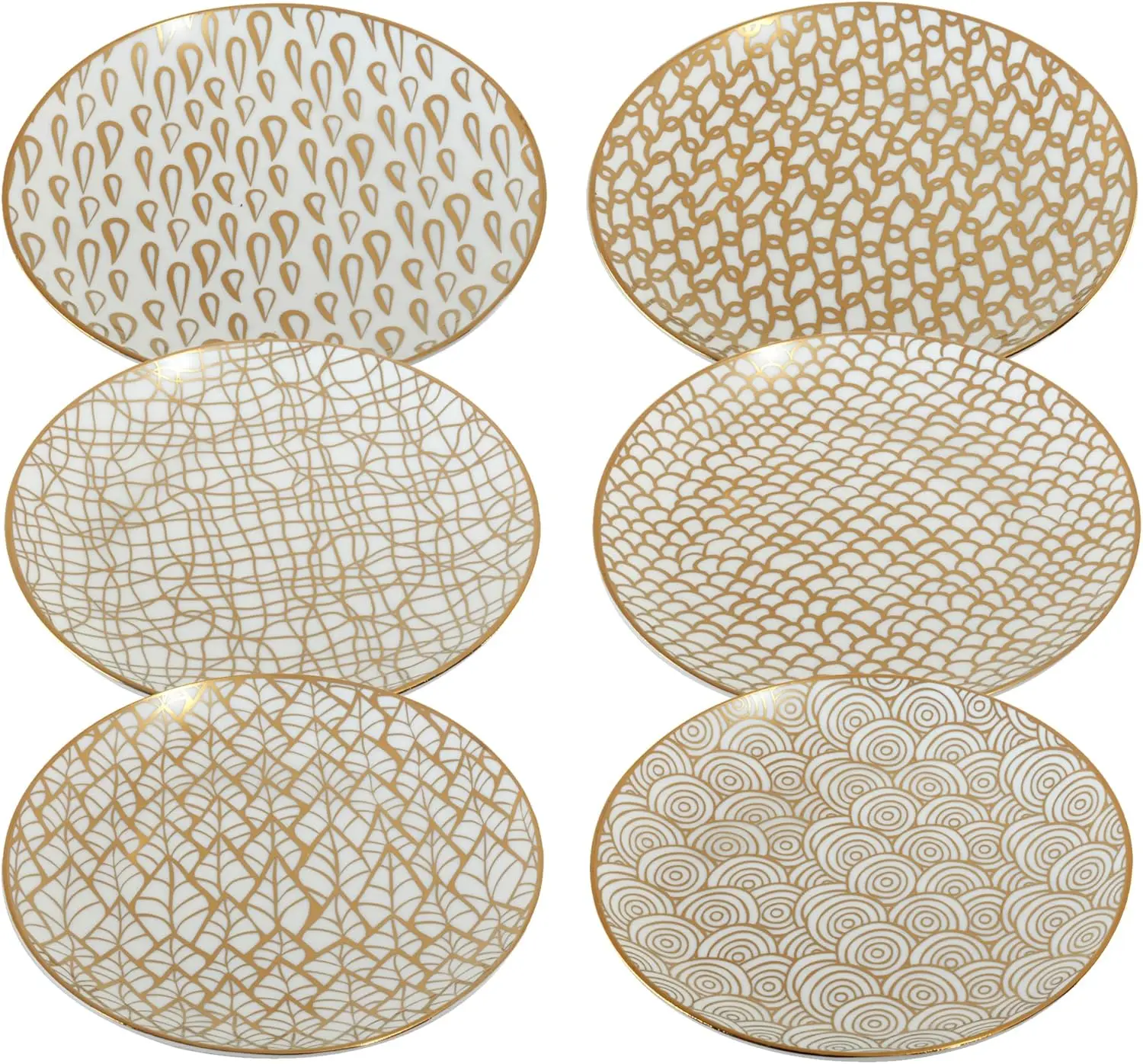 

Mosaic Gold Plated 6" Luncheon/Canape Plates, Set of 6 Assorted Designs