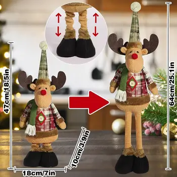 Christmas Telescopic Doll Stretchable Santa Snowman Elk Figurine Plush Toy Holiday Party…