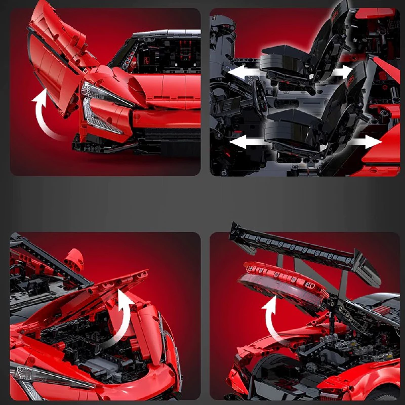 3671PCS Technik Car Building Blocks Set City Red Supercar Sports Vehicle Model Kit Creative Vehicle Model Toys Boys Adults Gifts