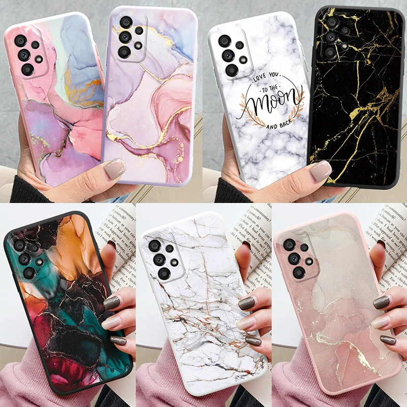 Funda para Samsung Galaxy A53 5G A 53 Funda protectora trasera de silicona Funda de moda con textura de piedra de mármol Coque para Samsung A53 Capa