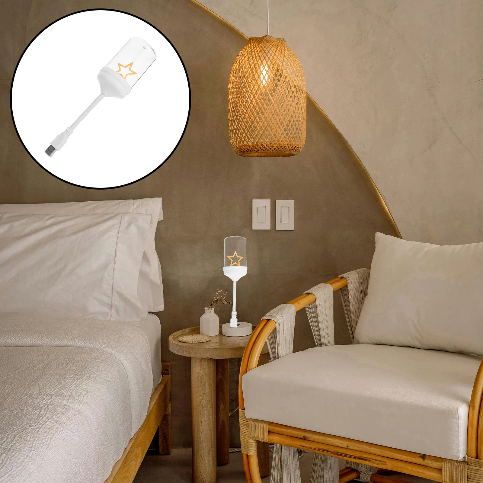 

USB Portable Tungsten Filament Night Light Small Bedside Lamp for Bedroom Nursery Dormitory Kitchen Soft Light Bedside Lamp