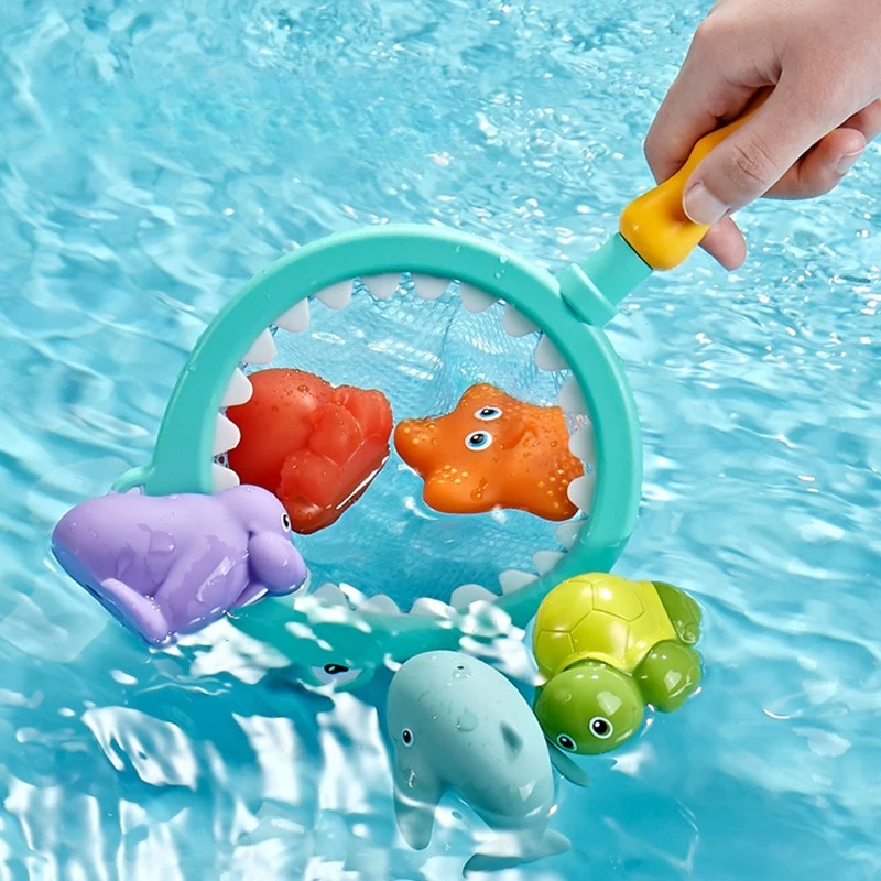 10-delig babybadje speelgoed: Kawaii rubberen goudvis, schattige dieren (eend). Waterdicht, drijvend leuk waterspel voor peuters, geweldig cadeau