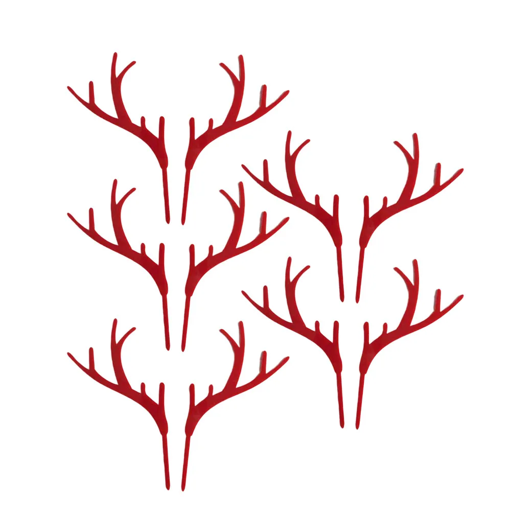 

7 Pairs Deer Antler Decoration Card Insert Christmas Holiday Cake Toppers Antlers for Cakes