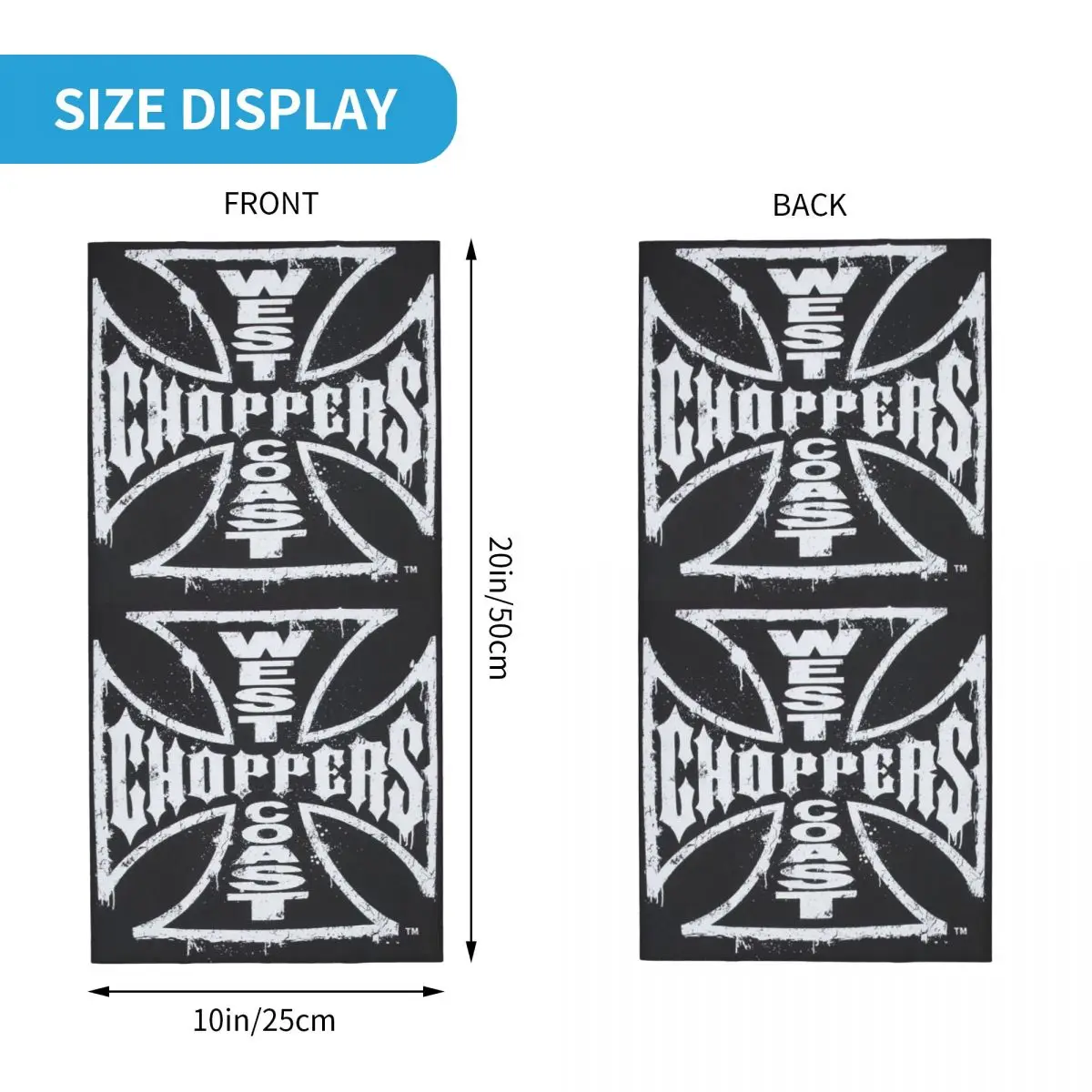 West Coast Iron Cross Choppers Bandana Neck Cover Printed Wrap Mask Scarf Multi-use Face Mask Riding Unisex Adult Breathable view 2