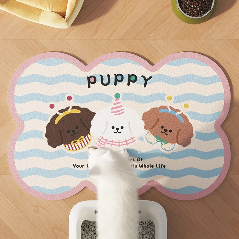 VIKAMA Pet Mat Waterproof Non-slip Washable Cuttable PVC Floor for Dog Crate Cat Litter Feeding