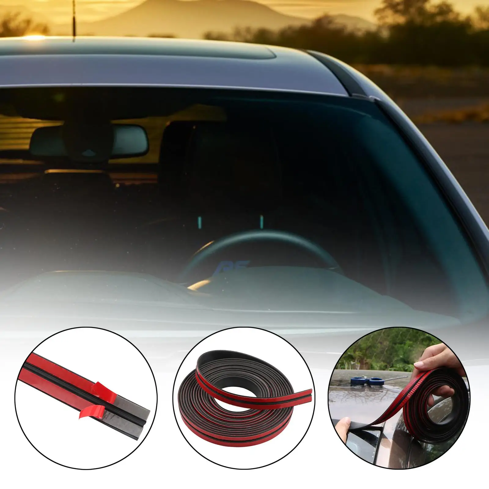 Rubber Windshield Weather Stripping T Shape Seal Strip Car Window Noise Insulation Universal Fit for Most Vehicles