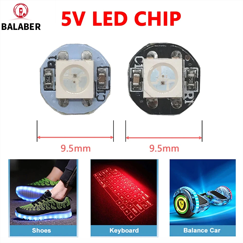 WS2812B ชิป LED 4 พินพร้อมอ่างความร้อน, WS2811 IC, 5050 SMD RGB LED, PCB สีดําและสีขาว, DC5V