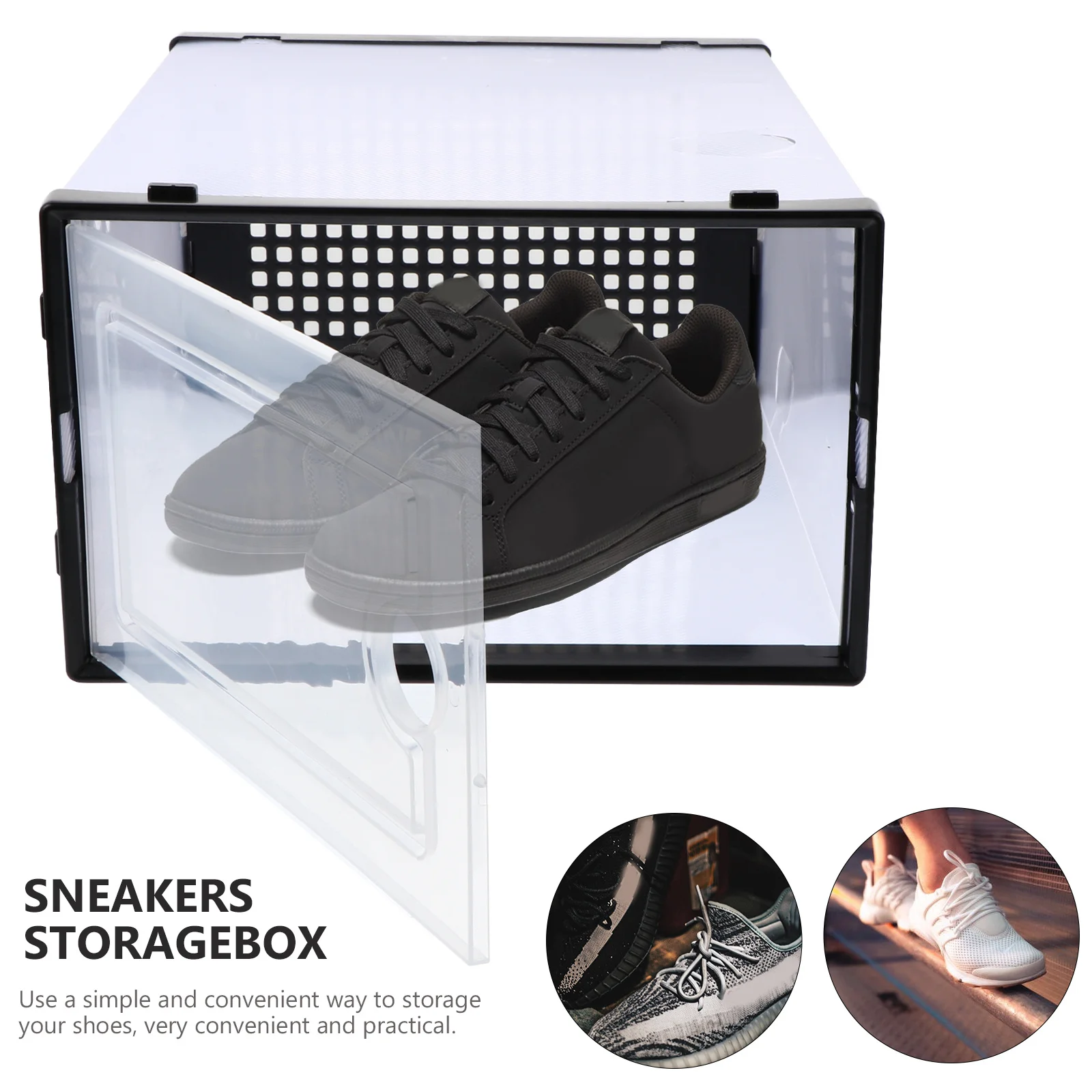 

2Pcs Plastic Shoe Box Storage Transparent Stackable Shoes Organizer Clear Shoe Storage Container for Home