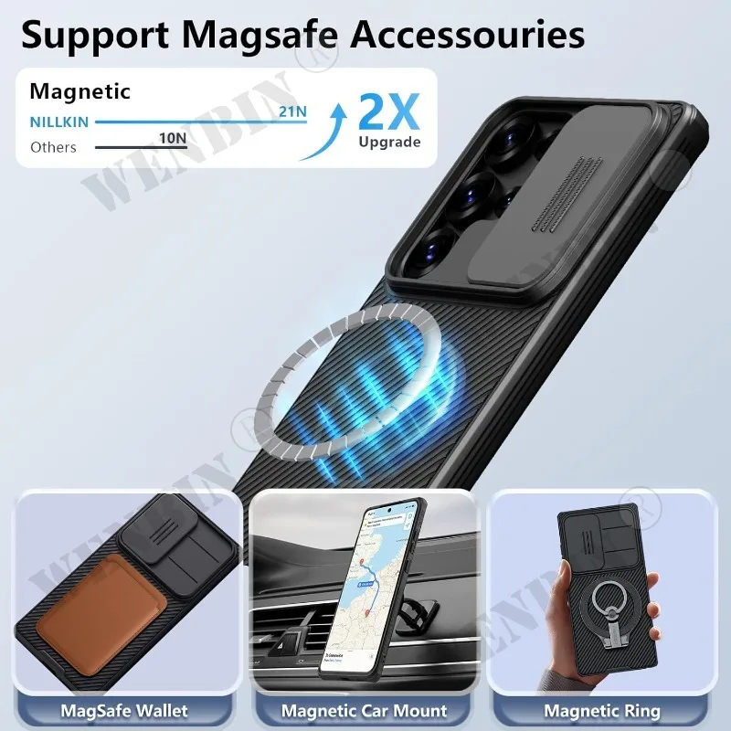 Case For Samsung Galaxy S25 Ultra S24 Plus CamShield Pro Magnetic Slide Camera Case Back Cover Protection Cover Capa Fundas