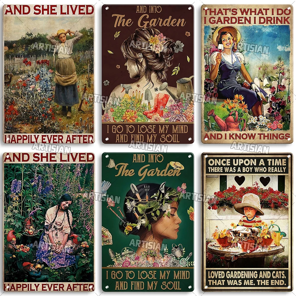 Artisian Garden Metal Sign Plant Tin Plaque Girl Decorative Poster Wall Decor Garage Bar Pub Club Hotel Kitchen Home Man Cave