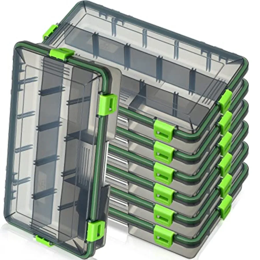 

6 Pcs Fishing Tackle Boxes Waterproof Airtight Plastic Tackle Box Organizer Transparent Fishing Tackle Storage with Adjustable