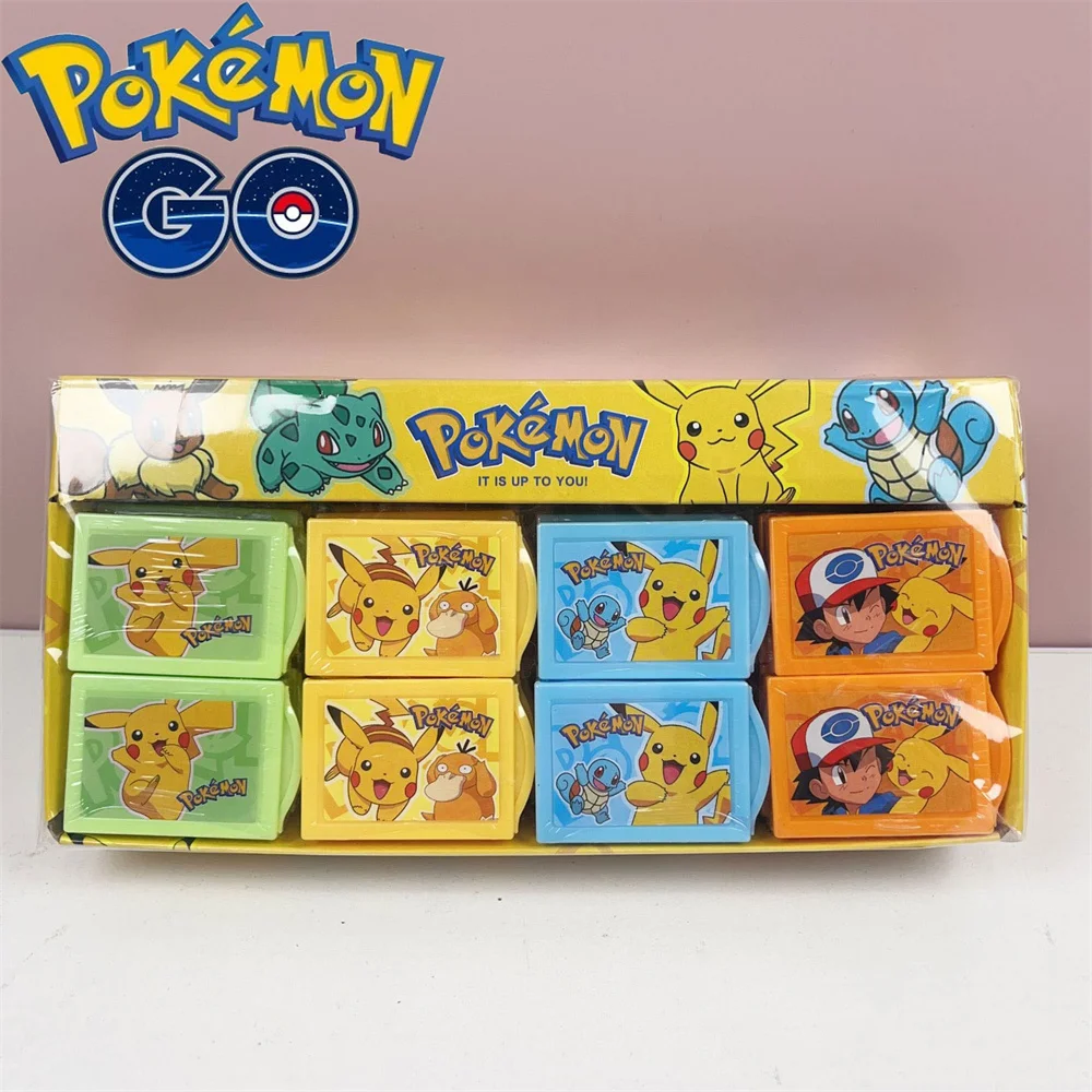 Random 1pcs/Pokemon Eraser Magic Box Creative Cartoon Pikachu Anime Figure Drawer Eraser Kids Toys Student Learning Award Gifts