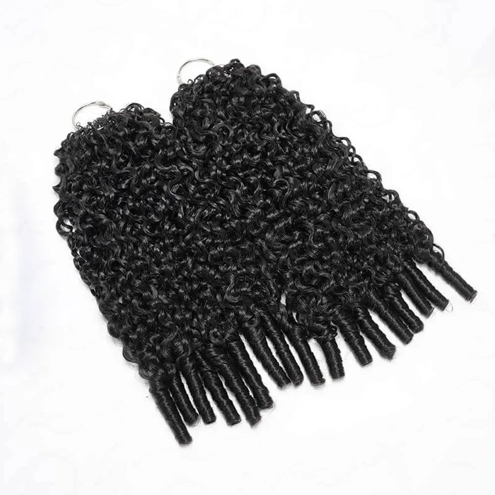 30 32 Inch Natural Black Burmese Curly Crochet Human Hair Knotless 3/4/5 Pcs Pre-Separated Feather Crochet Bundles Remy Hair