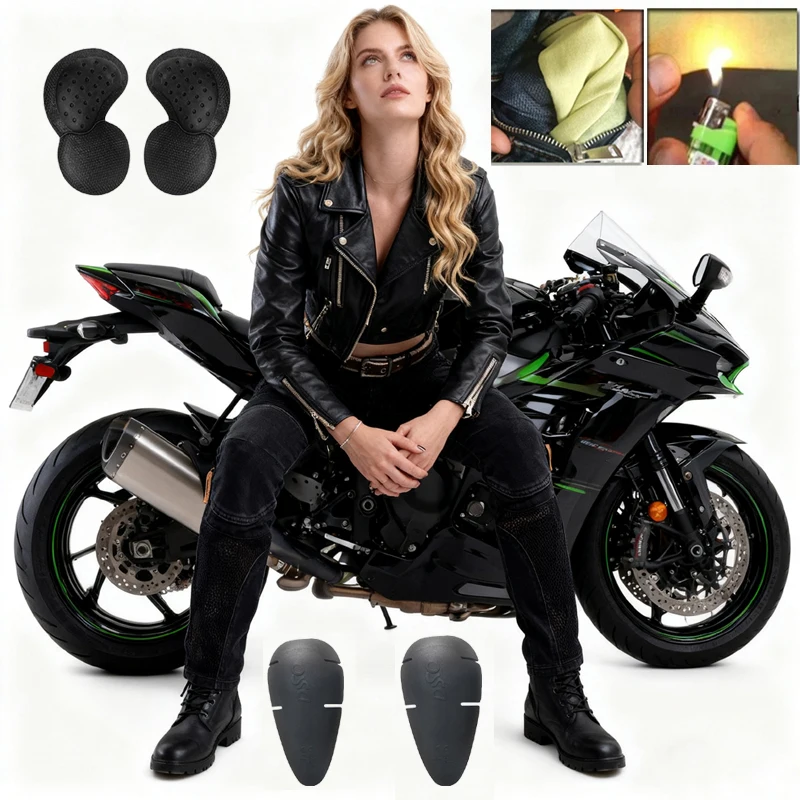 

Womens Summer Motorcycle Jeans Mesh Ventilation Motocross Pants Breathable Design