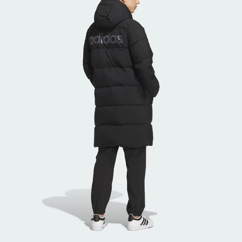 Adidas Winter Men's and Women's Windproof and Warm Hooded Sports Long Down Jacket KQ5514