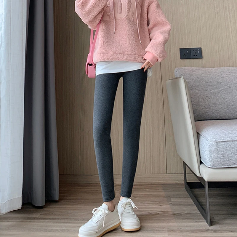 الشتاء رشاقته الحرارية طماق النساء مريحة عالية الخصر مرونة بناطيل تدفئة امرأة صوف مبطن المخملية إبقاء بناطيل تدفئة #4