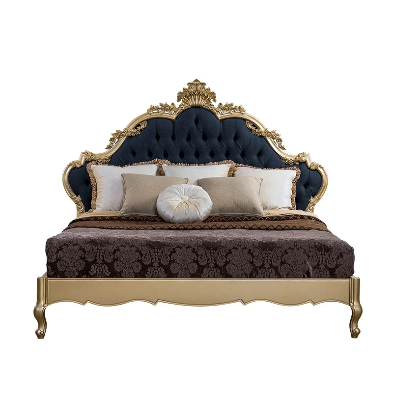 

European 1.5m double bed solid wood neoclassical 1.8m princess bed