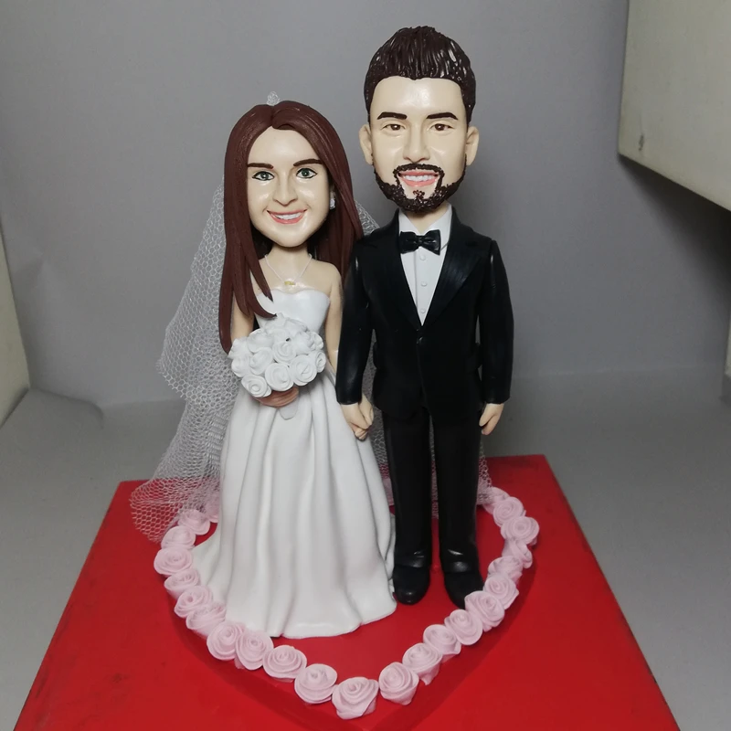 

Custom Wedding Figurines Personalized Bridal & Groom Romantic Dolls in Wedding Attire Unique Keepsake Gift