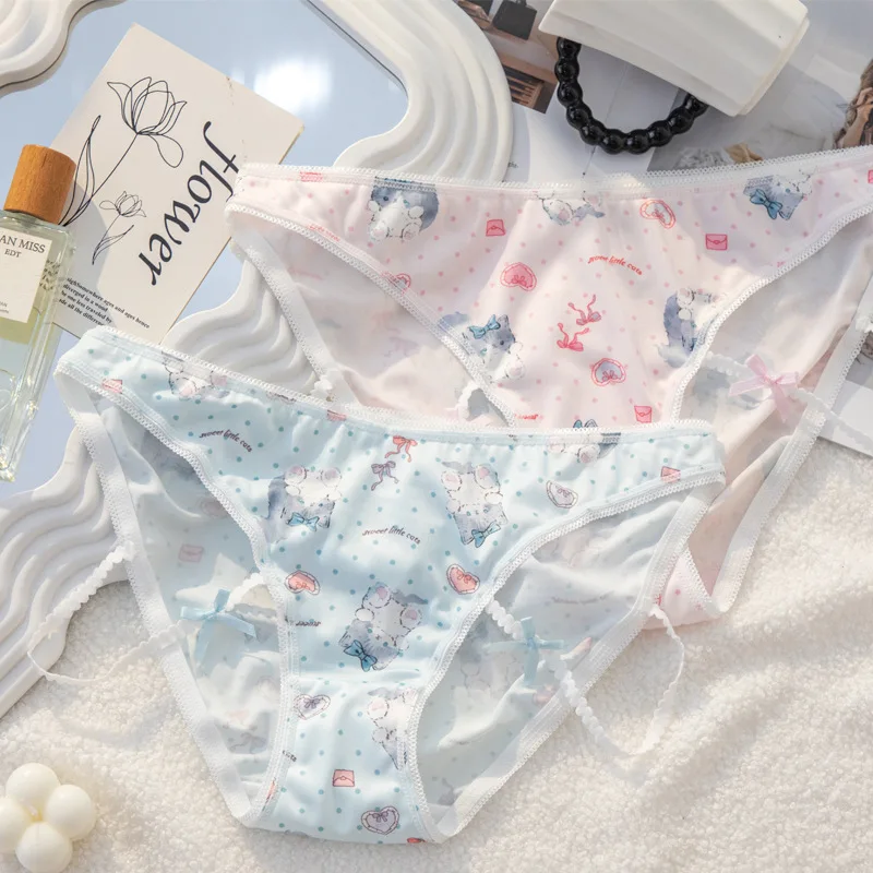 Girls Underwear 4pc/lot panties middle Waist Briefs Young Girl teenagers Pants children students cartoon
