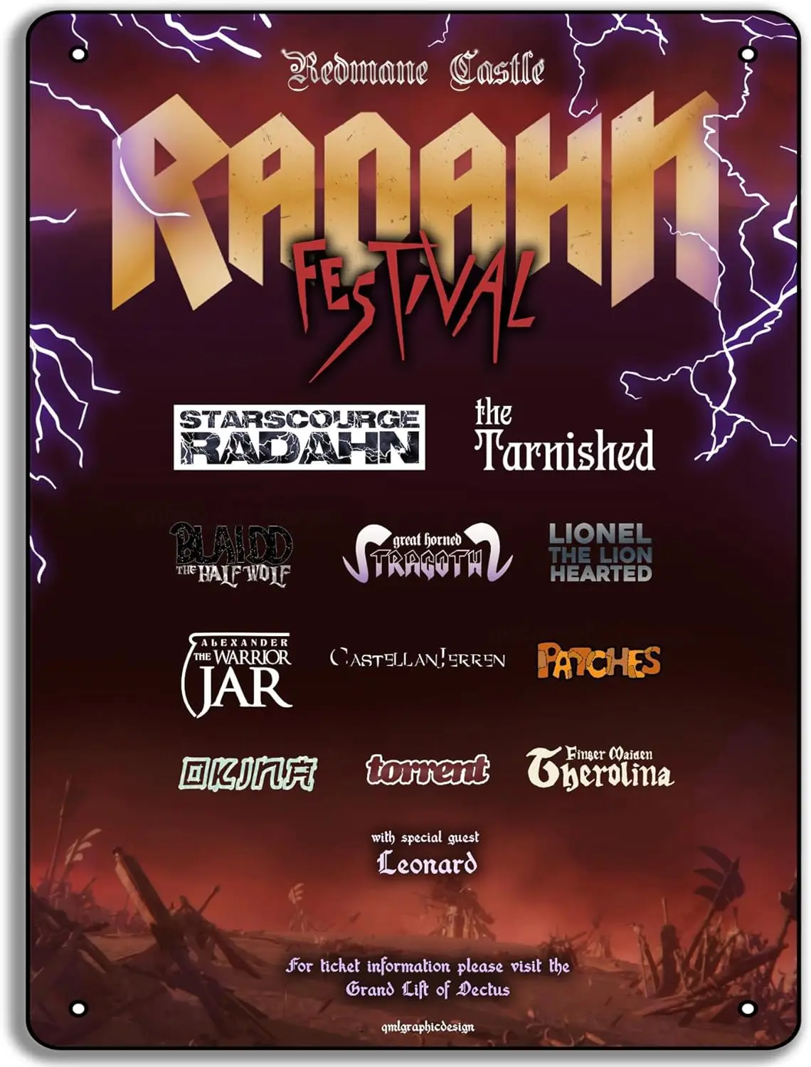 My Radahn Festival Elden poster! Ring  Metal Tin Sign for Man Cave Wall Art Decor for Home Bars Clubs Cafes