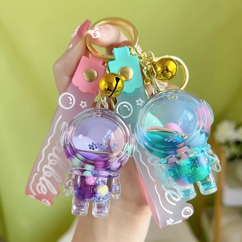 Glow Cartoon Astronaut Model Keychain Cute Astronaut Acrylic Keyring Bag Pendant Couple Car Keyholder Creative Charm Accessories