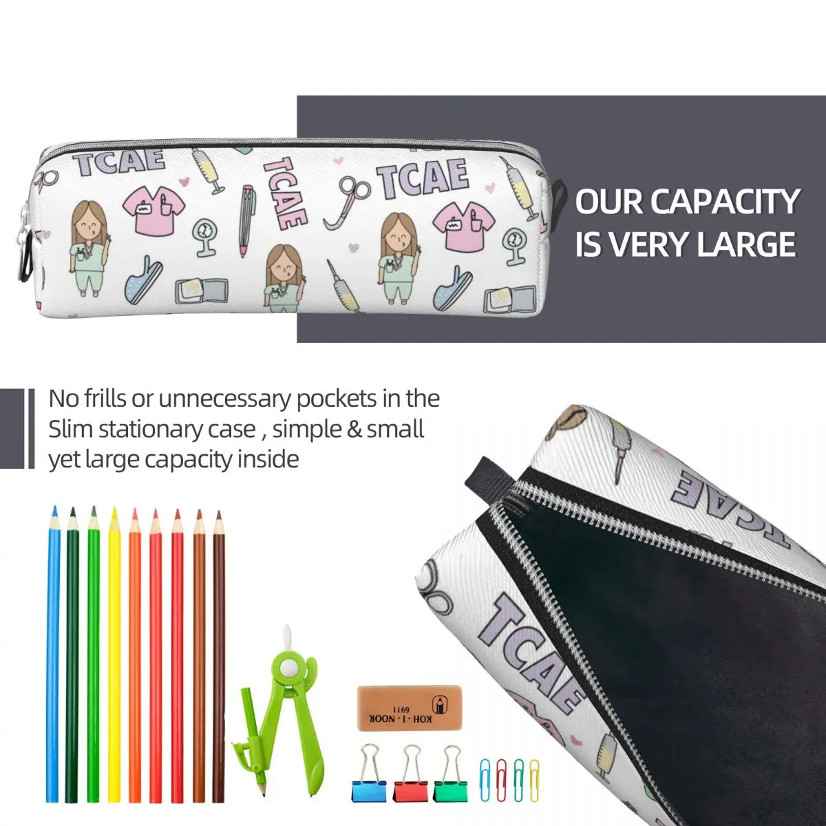 Imagem -06 - Cute Pencil Case para Meninas e Meninos Pencil Pouch Pen Storage Bolsa Papelaria de Escritório Médico Apuros Enfermeira Presentes