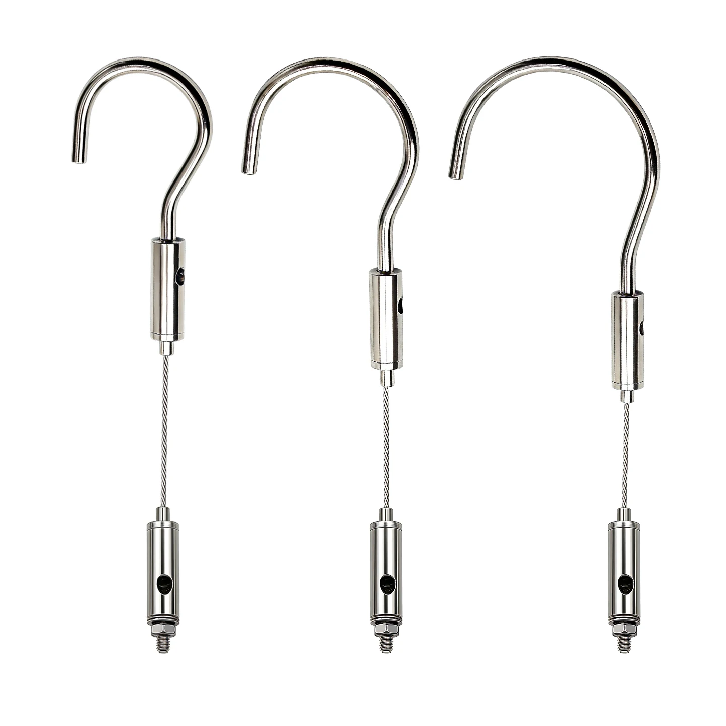 Adjustable automatic hook, stainless steel cable suspension kit, metal rope for lamp suspension, 1.5mm steel wire rope