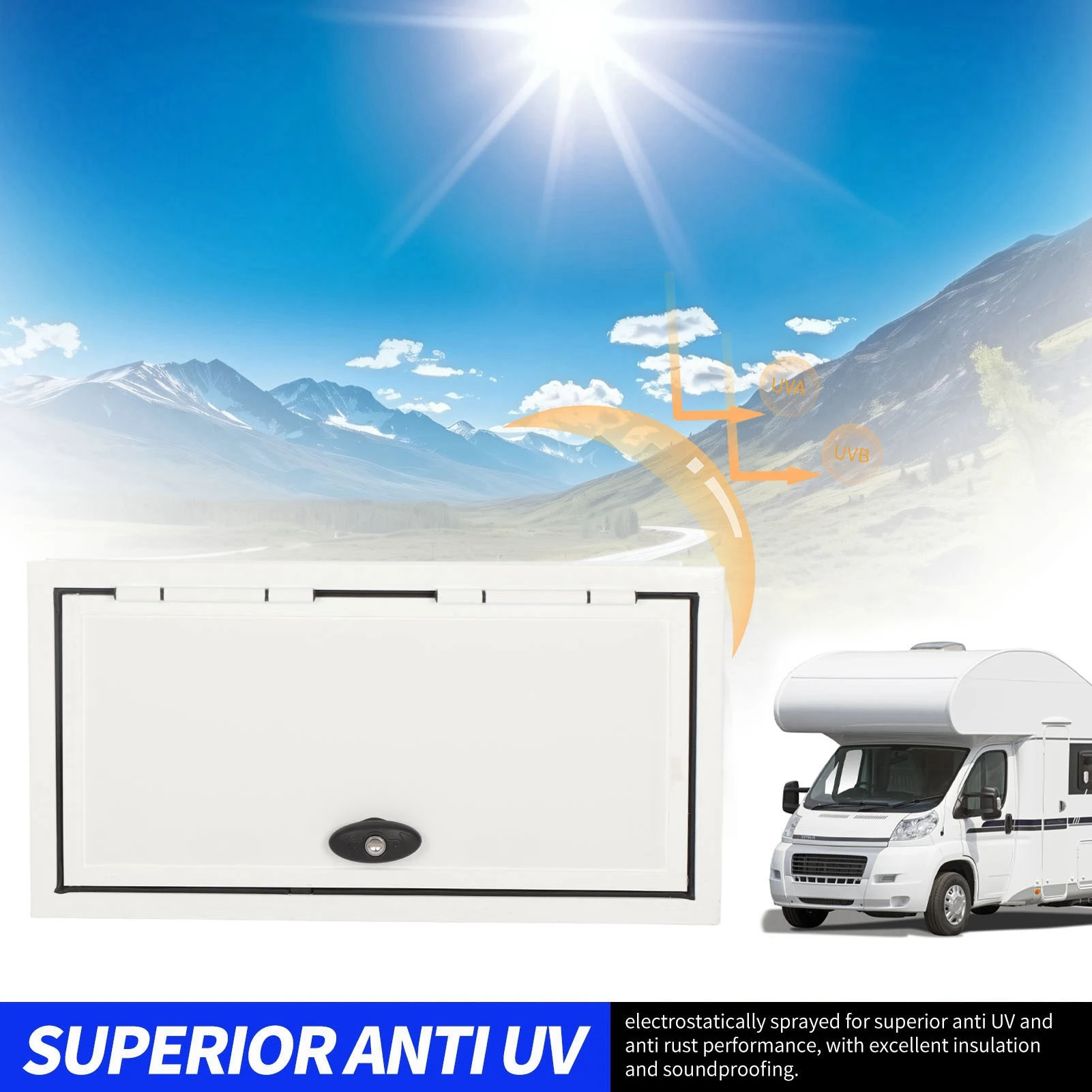 باب تخزين حجرة تخزين RV 24x12 بباب مربع عالي التحمل مع شريط دعم وقفل أمان للمقطورة المتنقلة #2