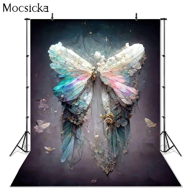 Mocsicka Photography Background Glitter Angel Wings Adult Kids Birthday Party Maternity Art Portrait Decor Photo Backdrop Studio