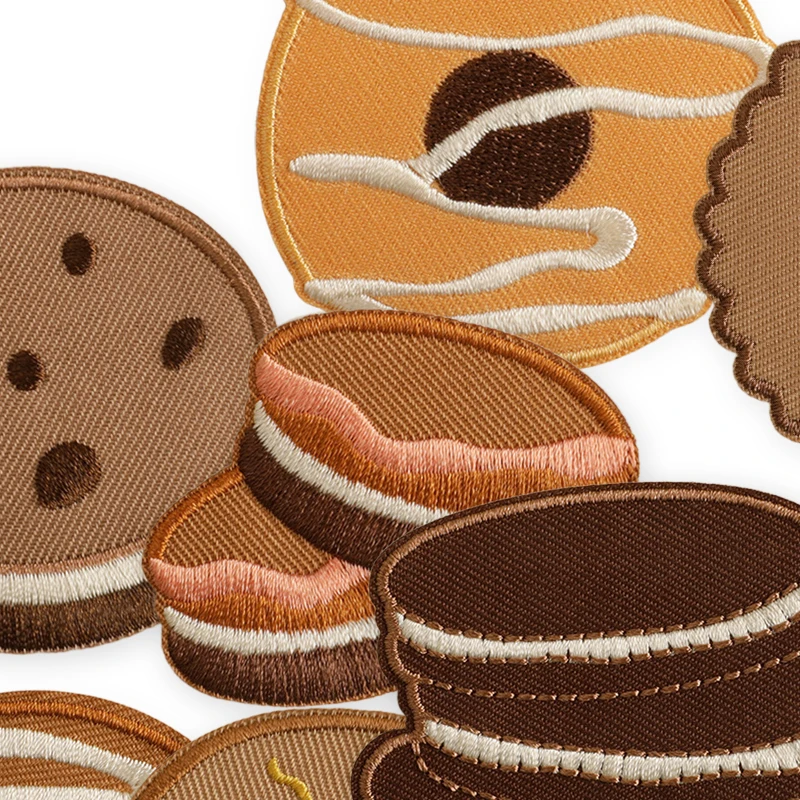 10 teile/los Lebensmittel Kekse Nette Patches Für Kleidung Pack Selbstklebende Kinder Eisen Auf Gestickte Jacke Outdoor Stoffe Diy Nähen – Detail 5