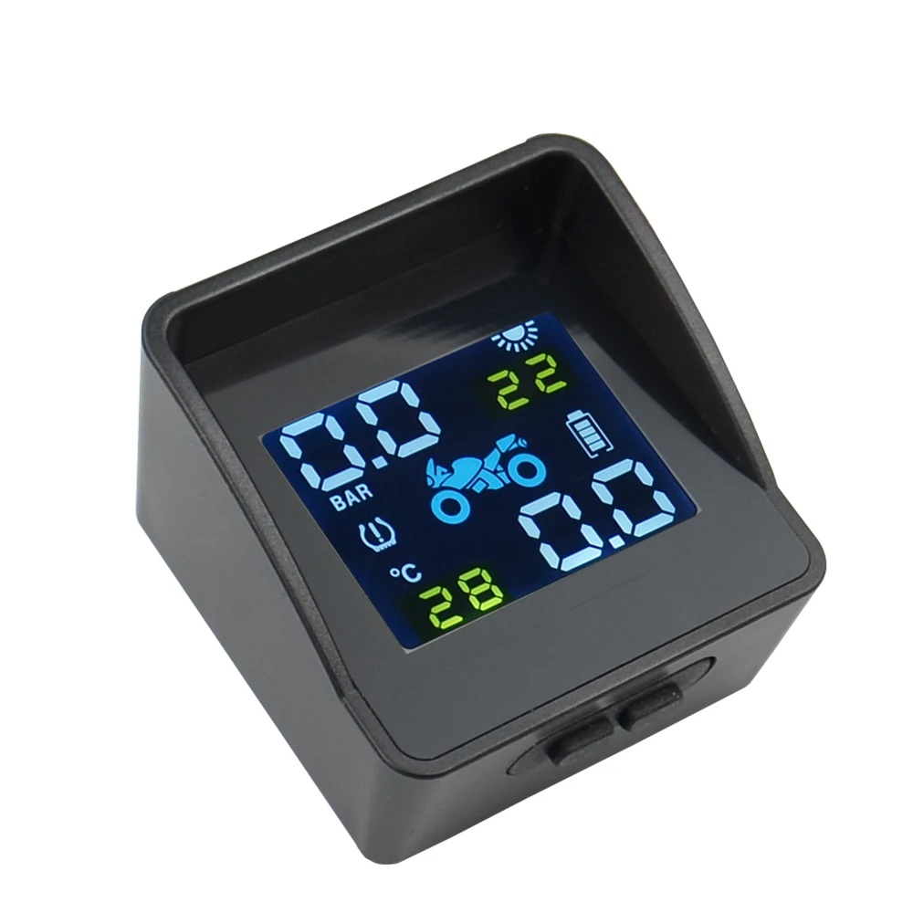 Sistema de alarma de monitoreo de temperatura de neumáticos de presión de neumáticos de Motor TPMS de motocicleta con carga Solar USB, 2 externos de la mejor calidad