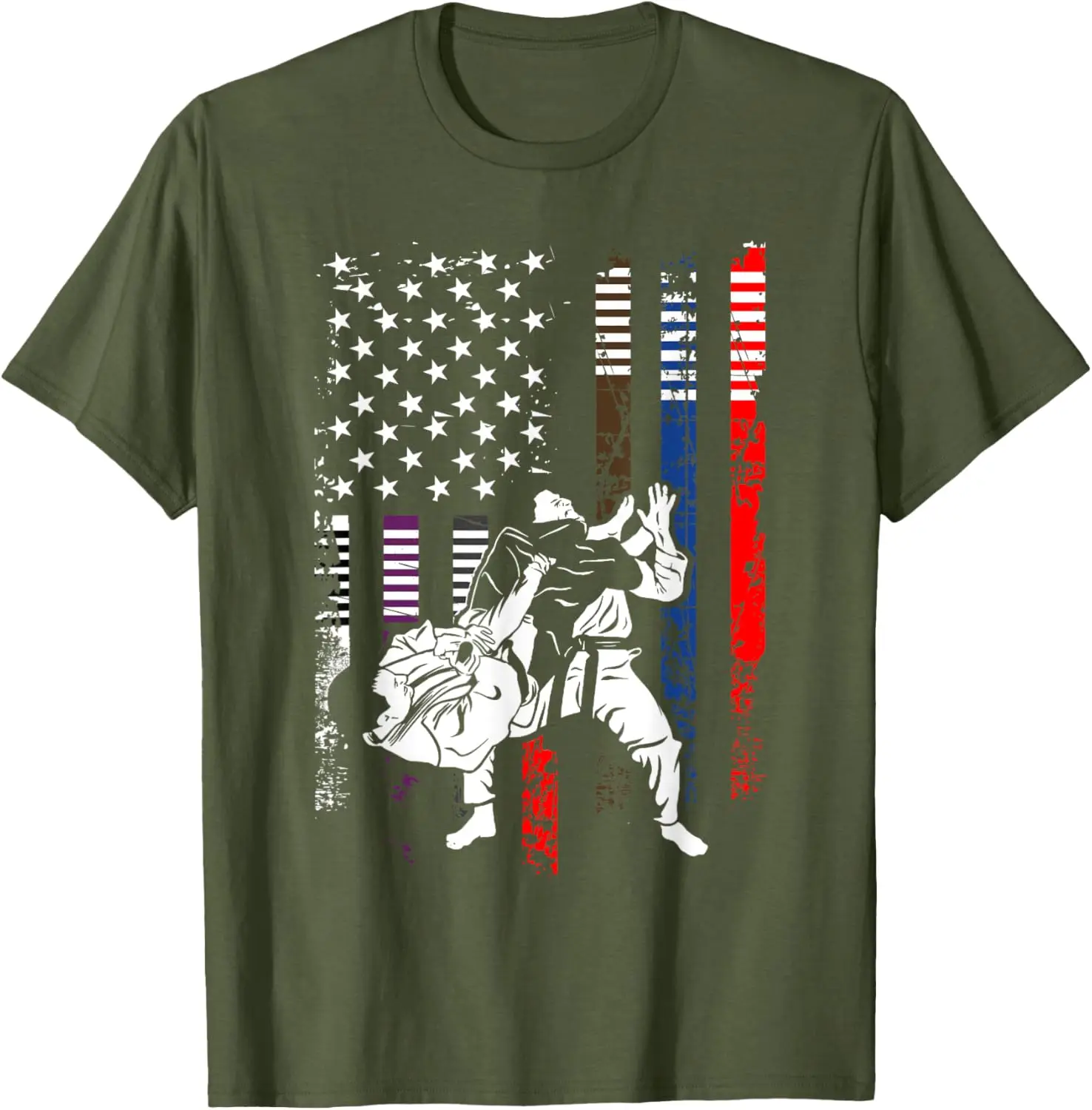 Brazilian Jiu Jitsu - American Flag Martial Arts T-Shirt 100% Cotton O-Neck Short Sleeve Summer Casual Mens T-shirt Streetwear