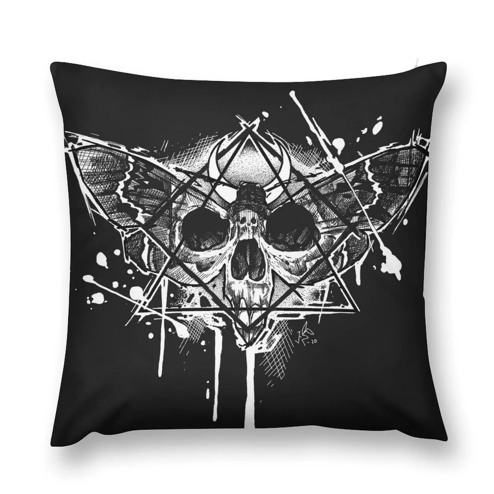 

Dark Goth Death Moth Skull on Black Throw Pillow Cushion Cover For Sofa Sofa Cushion pillow