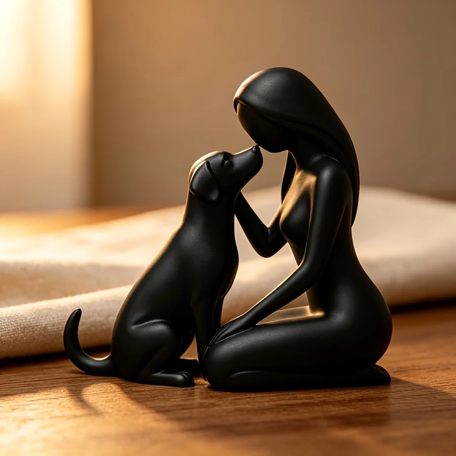 1/2 Piece, Random Color, Human and Pet Figurine Ornament, Girl and Dog Figurine, with an Exquisite and Compact Design, Suitable for Office Desks or Entryway Shelves The Shelves Are Easy to Fit into the Gaps, Making It Easy to Place Them There. Pet Memorial Gifts for Friends Who Have Lost Their Beloved Dogs, as a Way to Channel Their Emotions and Continue to Have Their Furry Friends' Presence. Halloween and Christmas Gifts.