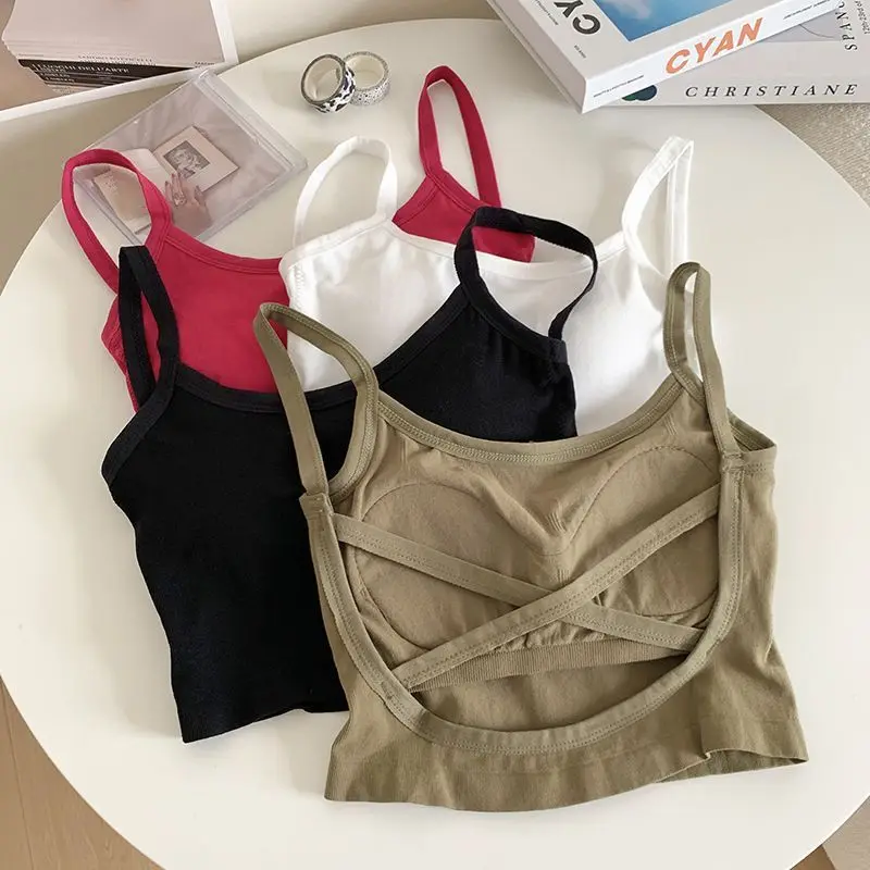 

Women Crop Top Sexy Sleeveless Fashion Female Underwear Lady's Camisole Girl Basic T-shirt Vest Lingerie Bras Tops