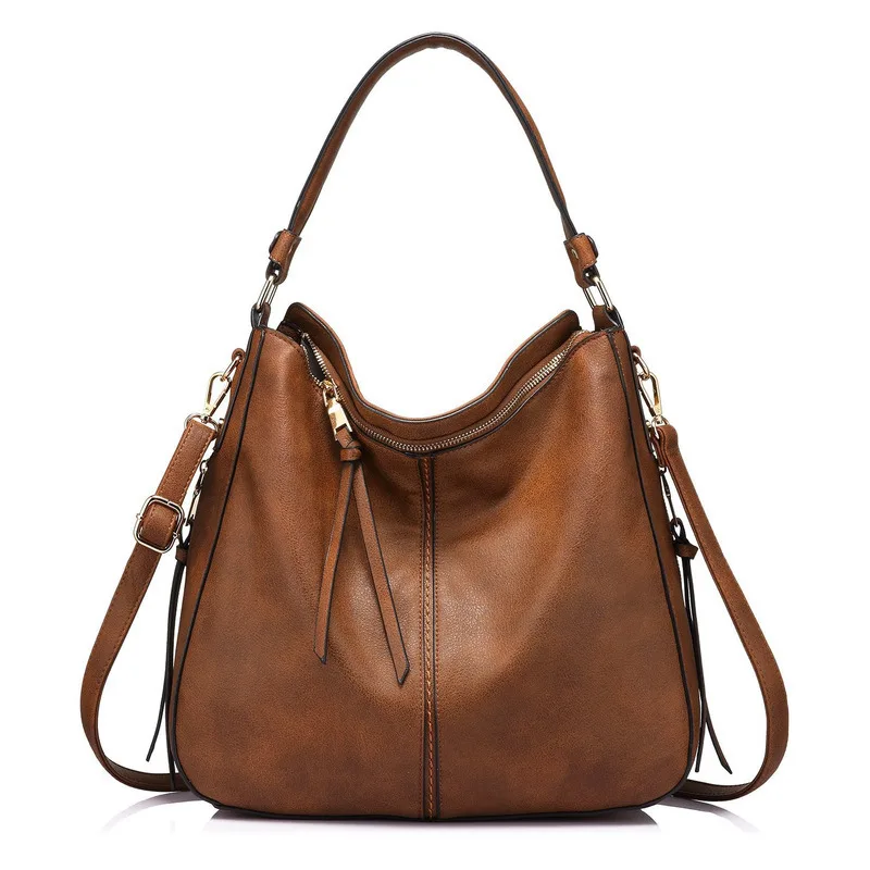 

2024 New Fashionable Large Capacity Handbag, European and American Casual Crossbody Bag, Solid Color Zipper Women's Shoulder Bag