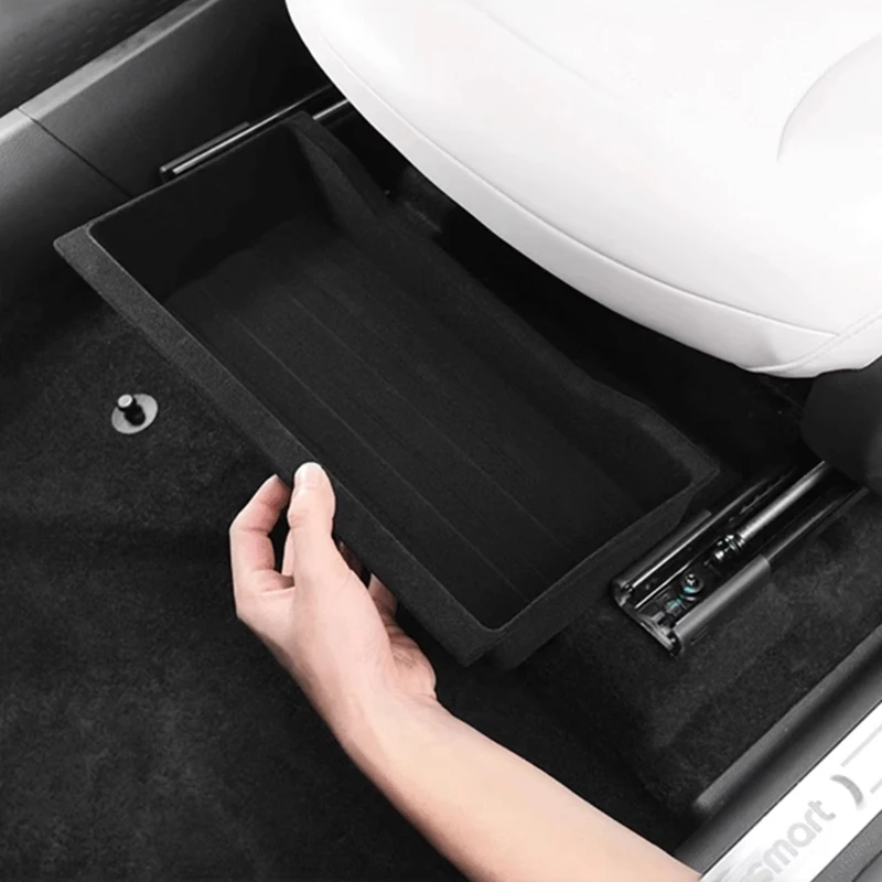 For Mercedes Smart Elf #1 High Capacity Organizer Case Felt Cloth Drawer Holder Under Seat Hidden Box Storage Box Black