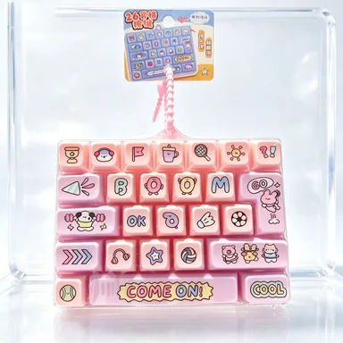 Kawaii 26-Key Mechanical Keyboard Keychain Press Button Stress Relief Fidget Pendant Bag Backpack Accessories Girl Gifts New