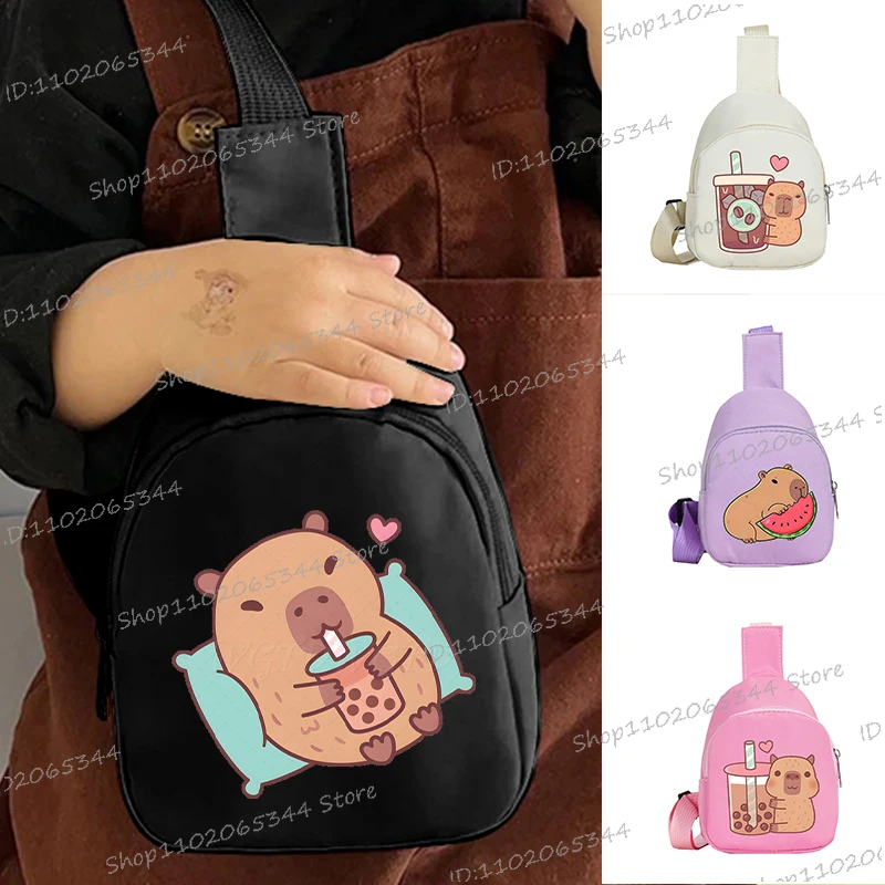 Borsa a tracolla per cartoni animati Capybara Borsa a tracolla per bambini con animali divertenti Borse a tracolla Capybara alla moda nere rosa viola