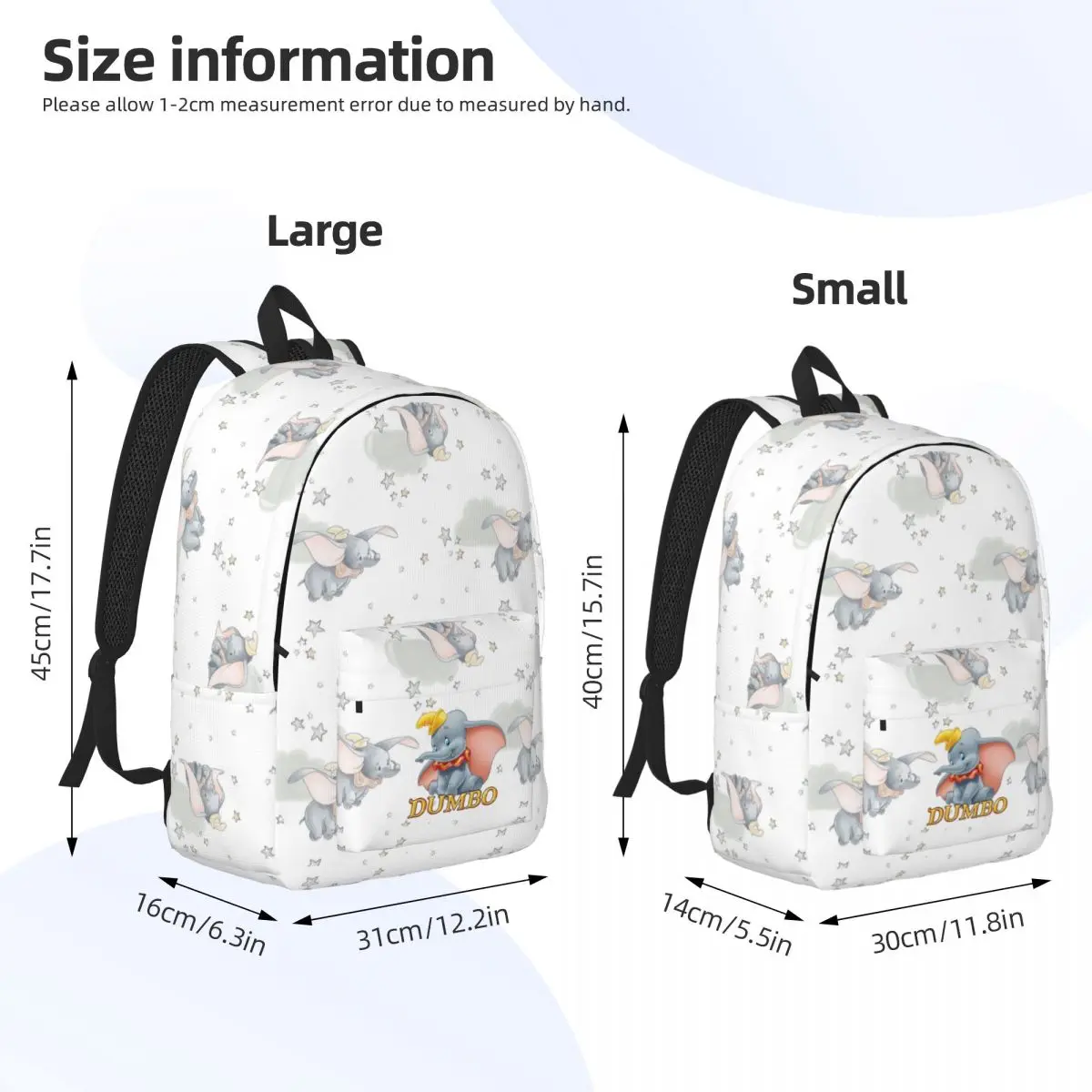 Dumbo Cartoon Pattern zaino per Boy Girl Kids Student School Bookbag Daypack borsa primaria in età prescolare regalo