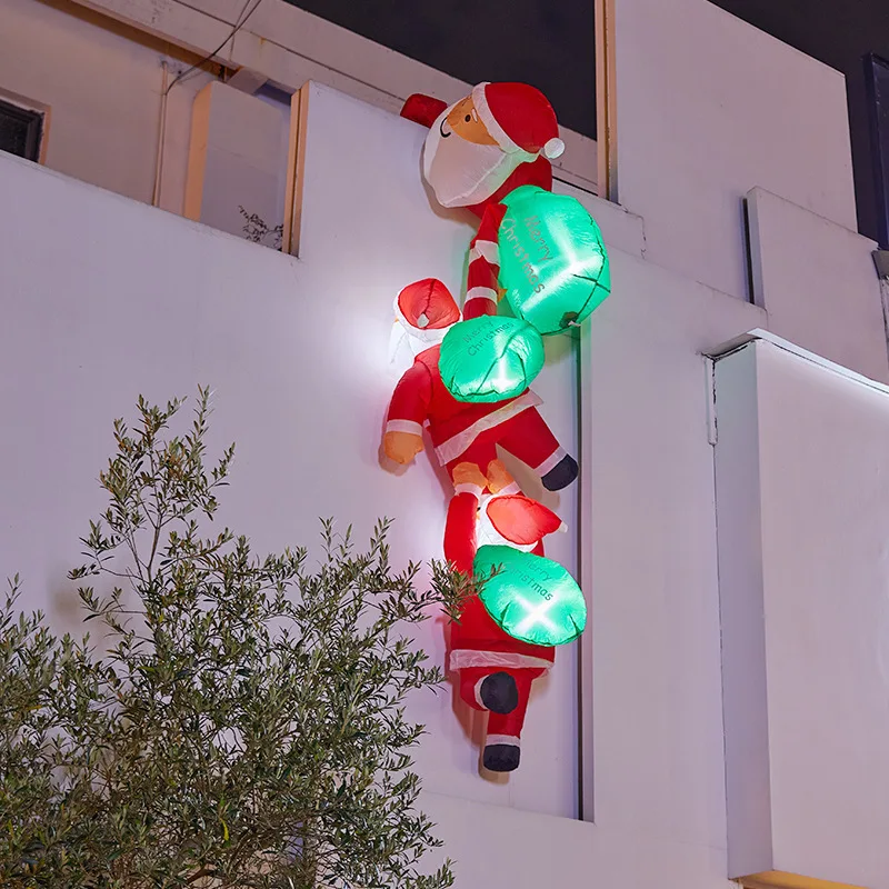 Christmas Inflatable Model,climbing Wall Santa Claus Glowing Inflatable Model, Outdoor Garden Scene Decoration Hanging Ornaments view 5