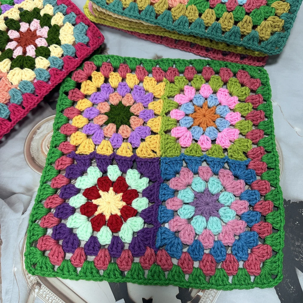 Retro Crochet Coaster Placemat Cup Pad Tea Mug Coffee Kitchen Drink Table Cloth Crochet Doilies Dining Felt DIY Bag Parts 25CM