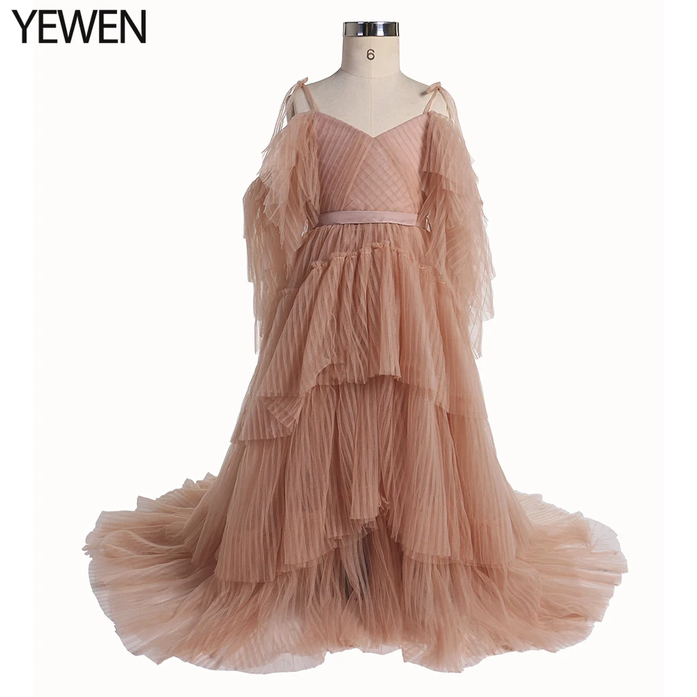 

Princess V Neck Girls Party Dress Pleated Soft Tulle Girl Party Gown Dresses for Photo Shoot YEWEN