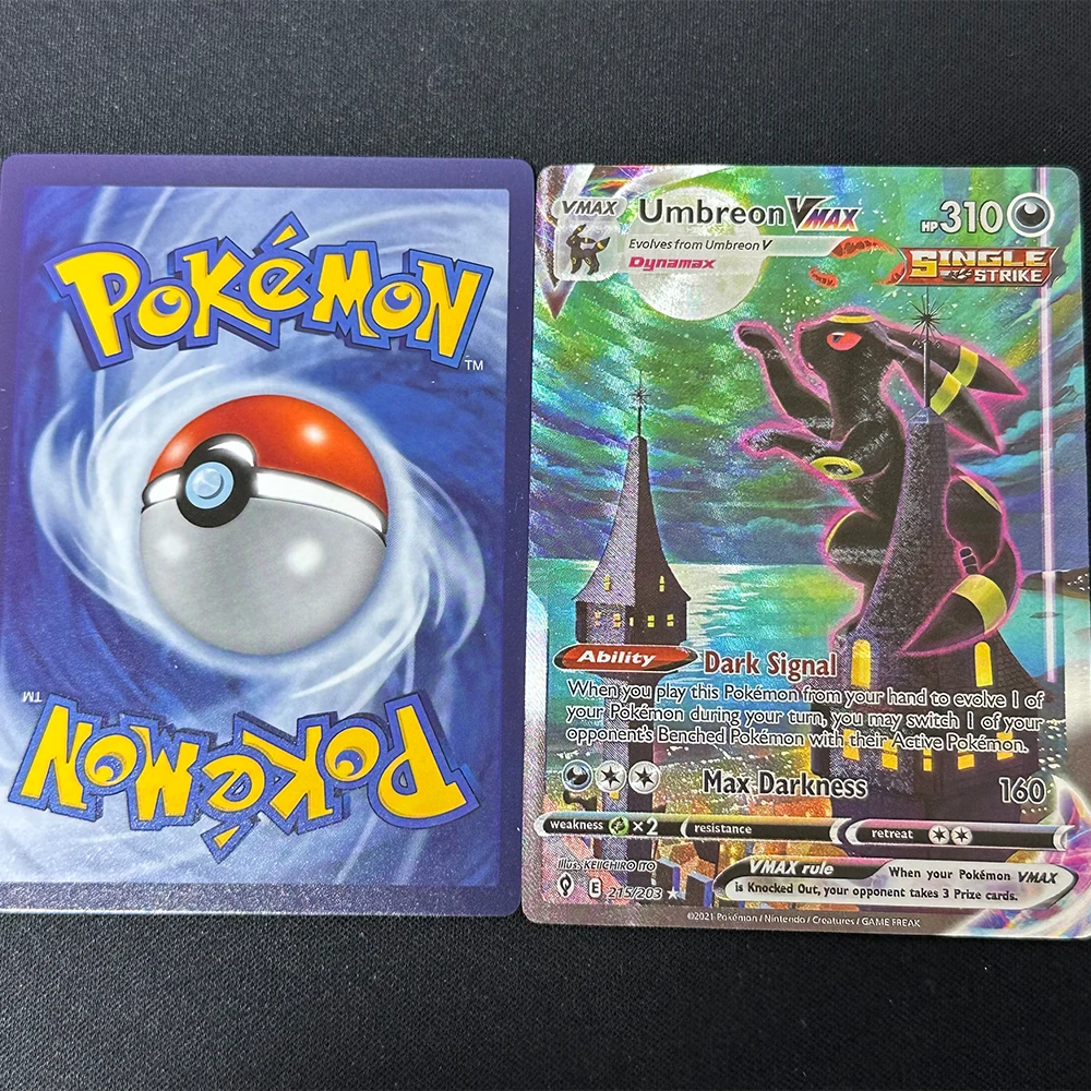 3 шт./компл. PTCG игровые коллекционные карты Umbreon Espeon Gengar, английская версия, карты, преломляющие красочные флэш-текстуры, детский подарок, игрушка