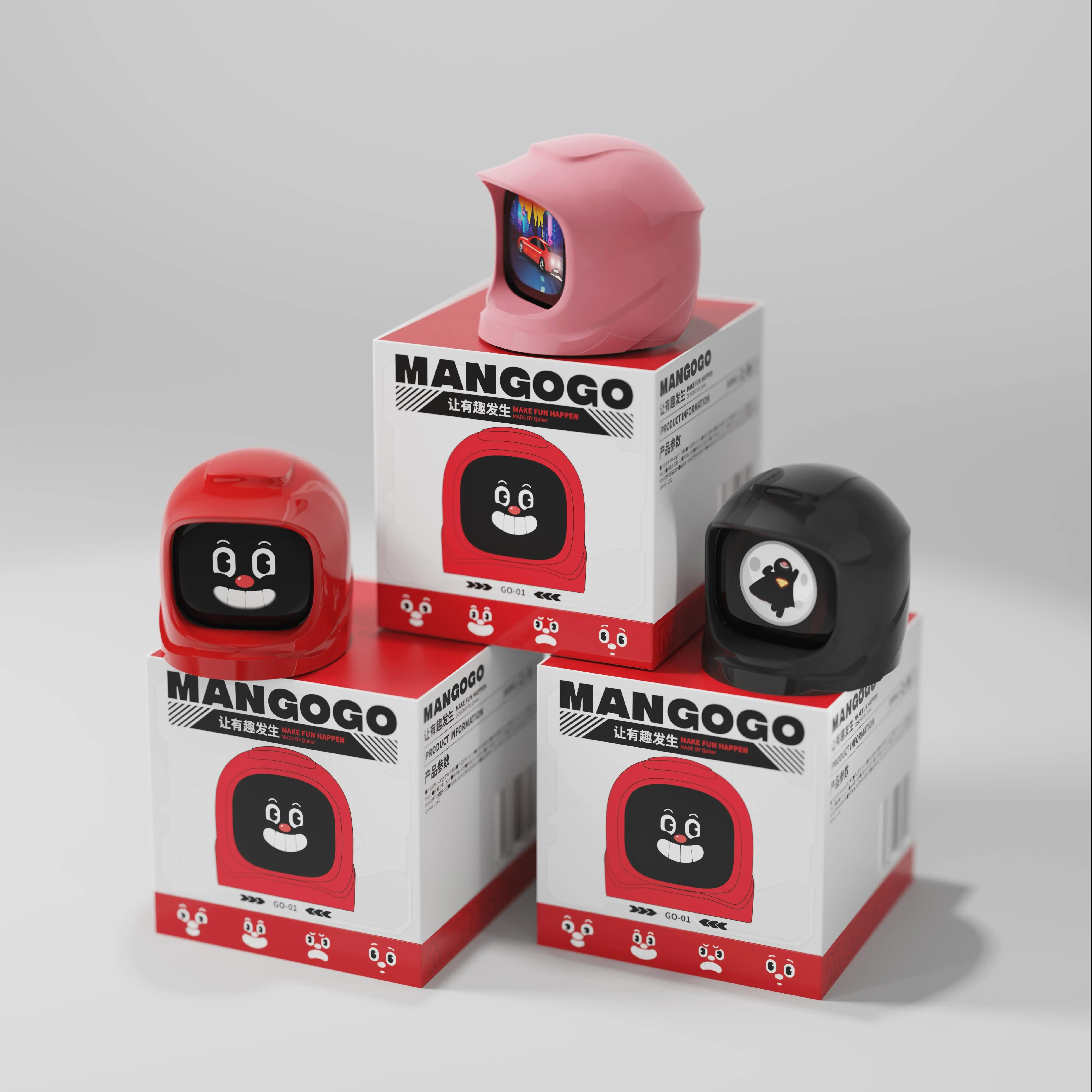 MANGOGO Colorful Racing Helmet Series Electronic Pet Car Robot Shell Decoration Car Ornament